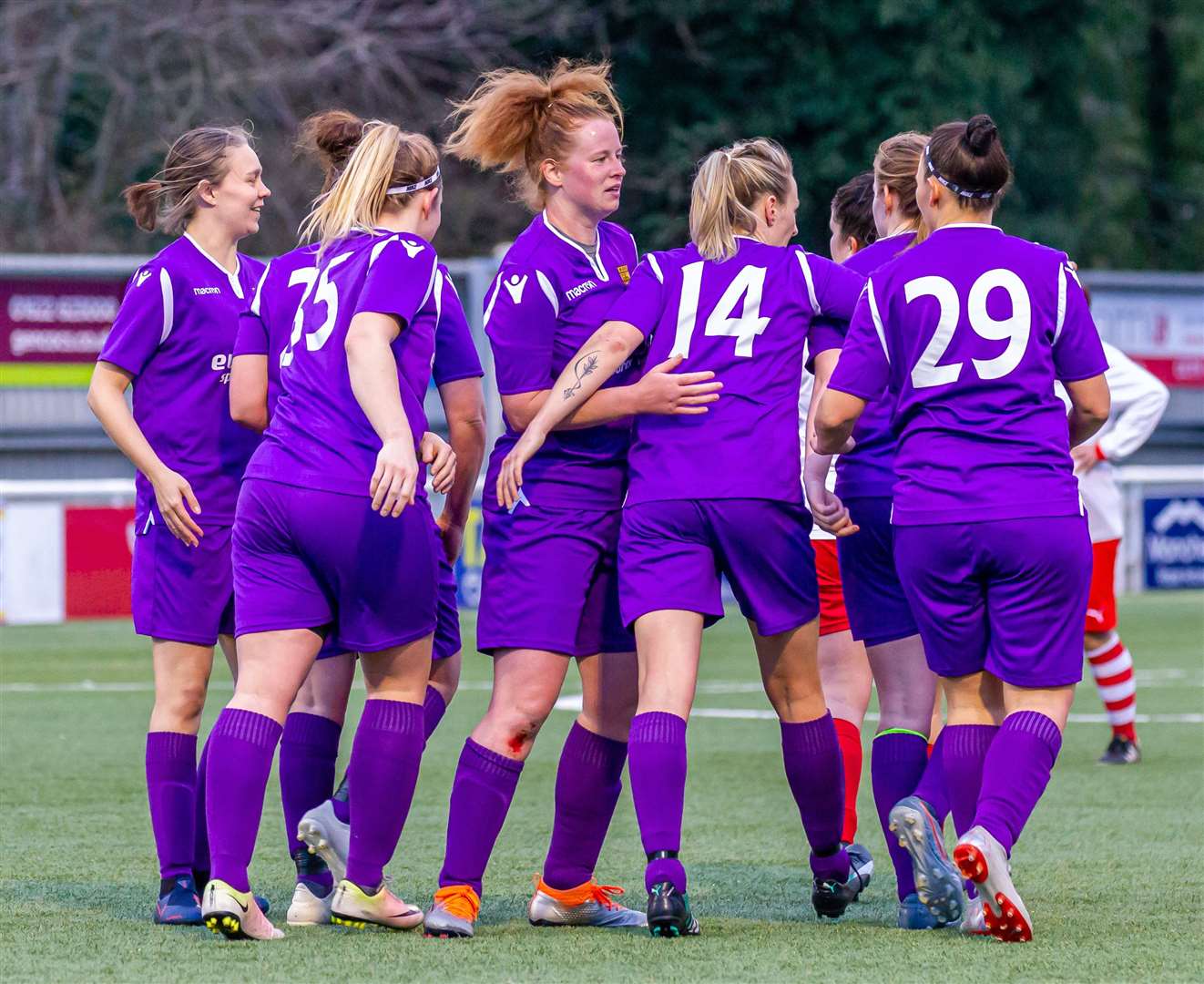 Nikki Waterman celebrates a goal with her Maidstone United team-mates Picture: Helen Cooper