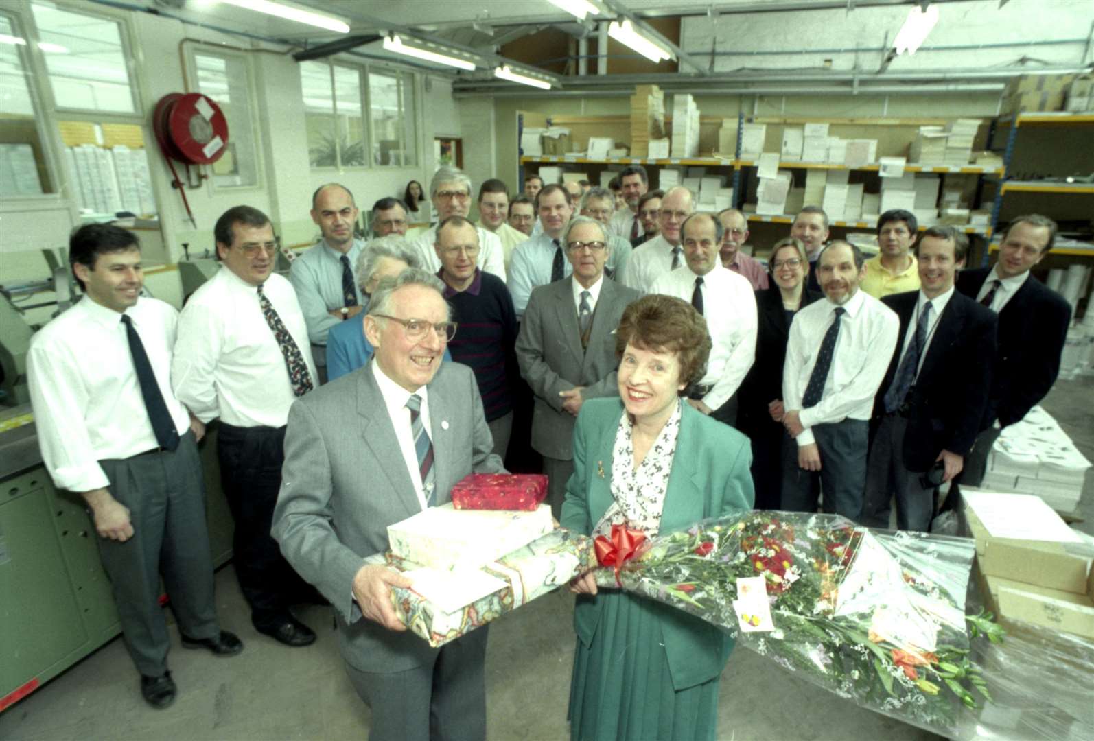 Staff at Terence Chedgey's retirement in March 1996