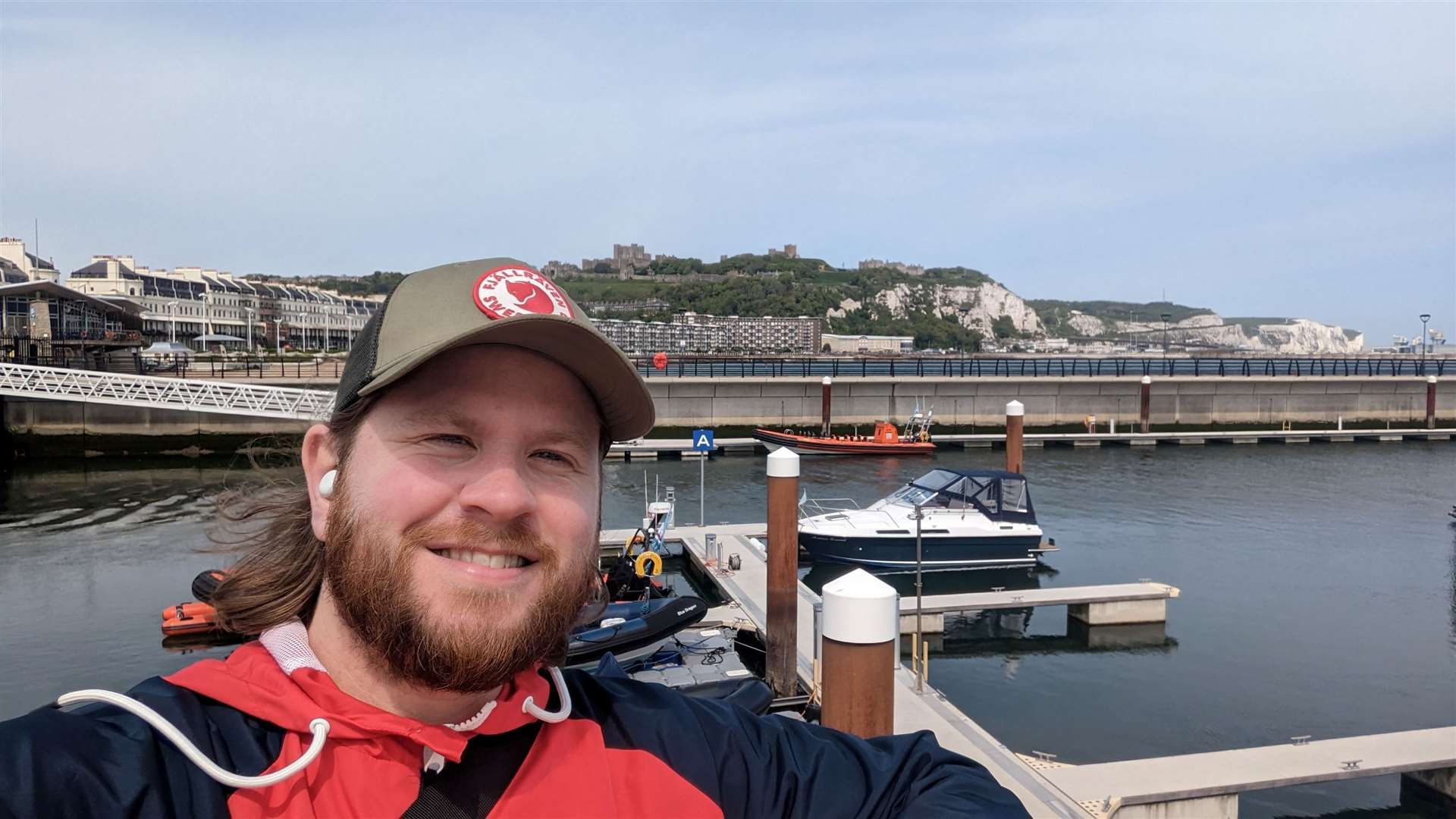 Rhys Griffiths at the end of his walk in Dover