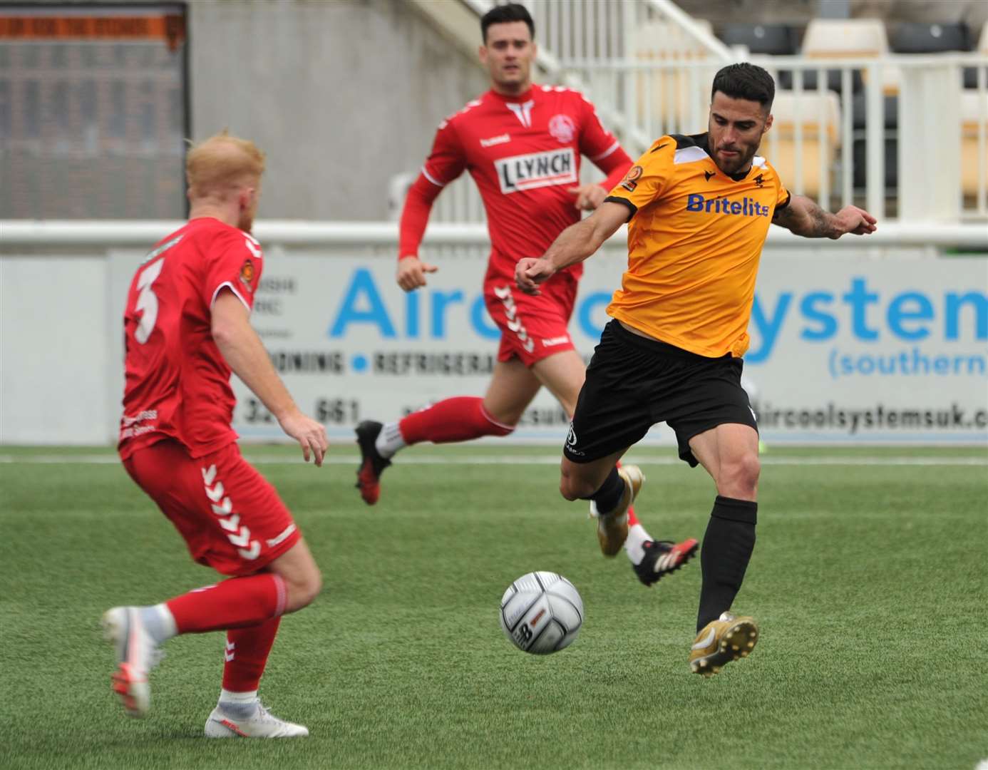 Maidstone winger Joan Luque goes for goal against Hemel Picture: Steve Terrell