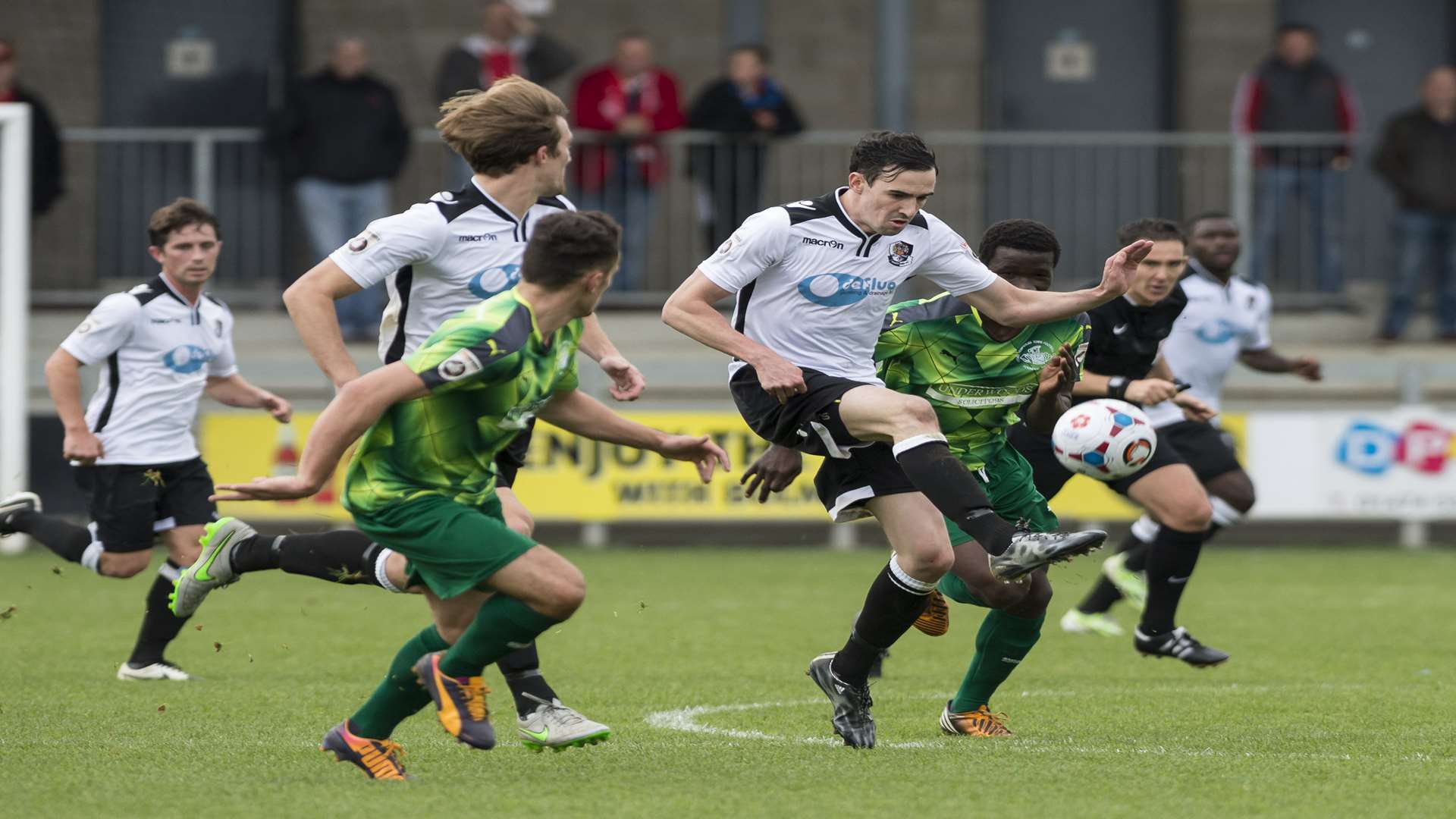 Dartford goalscorer Danny Harris plays the ball forward against Hemel Hempstead Picture: Andy Payton