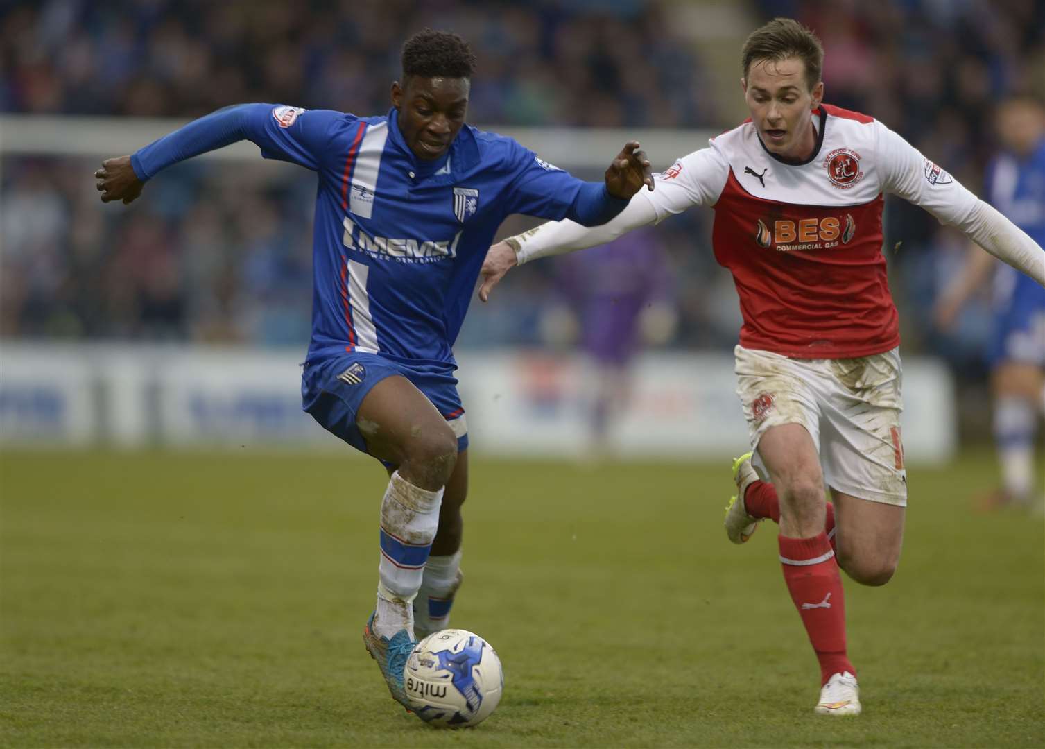 Jermaine McGlashan in full flow during his playing days with Gillingham against Fleetwood Town. He’s now making his mark in management Picture: Barry Goodwin