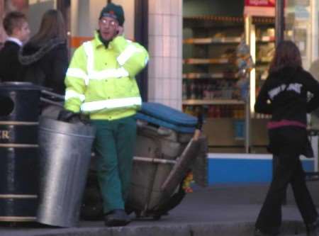 Council street cleaner Rob Sumner at work in the county town