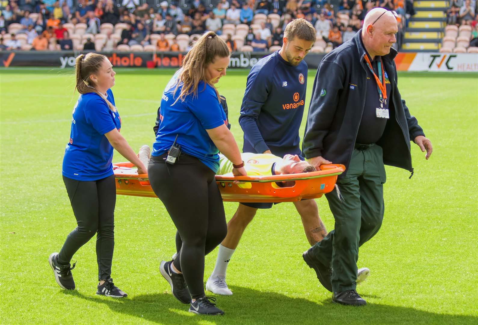 Ebbsfleet defender Jack Wakely suffered a serious knee injury at Barnet. Picture: Ed Miller/EUFC