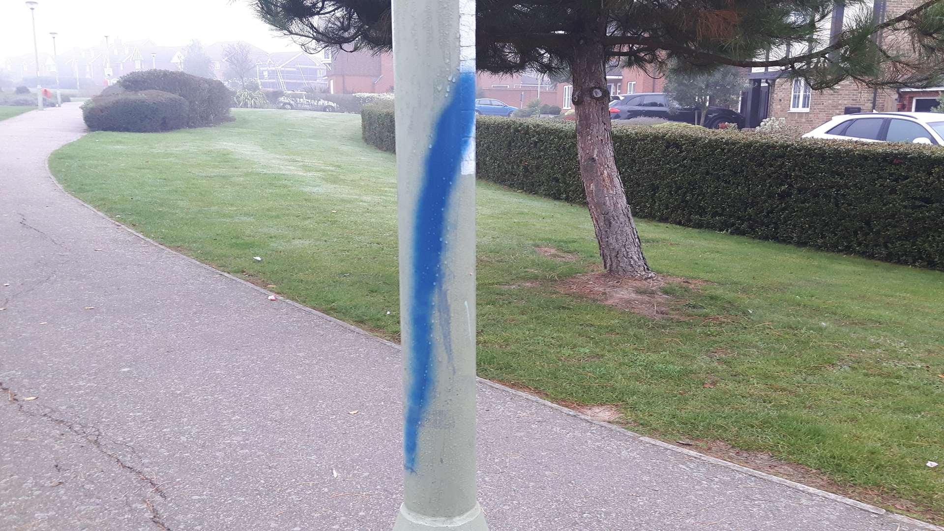 Graffiti on a lamppost