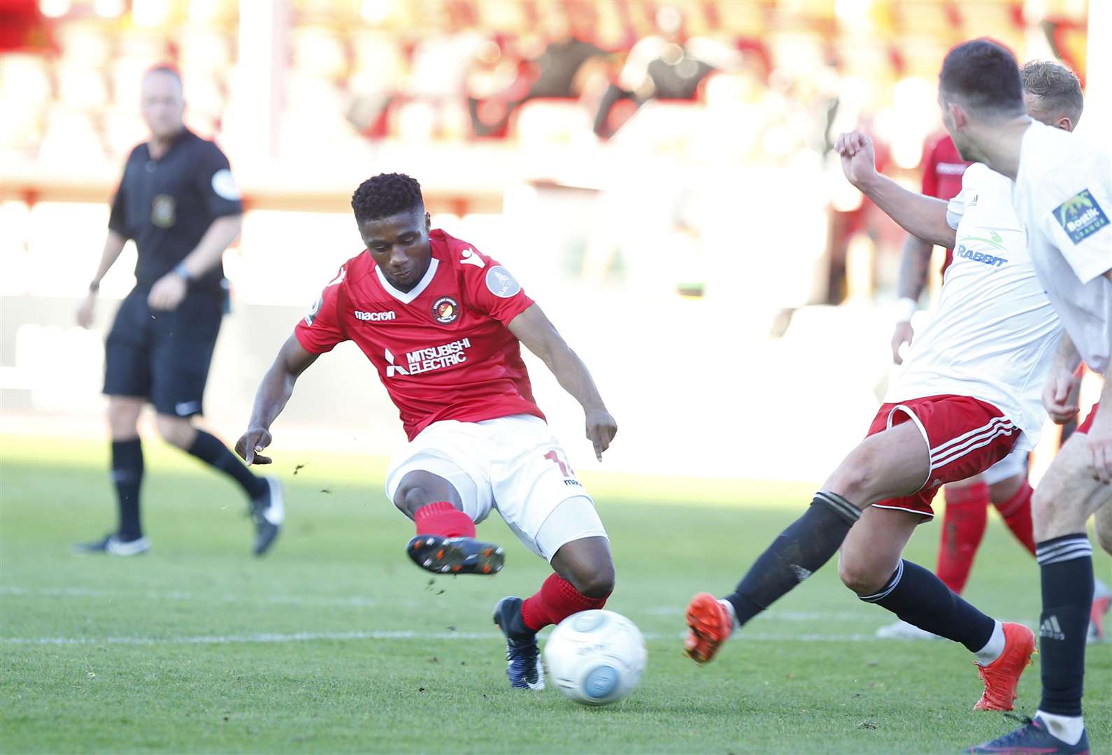 Darren McQueen in action for Ebbsfleet earlier this season Picture: Andy Jones