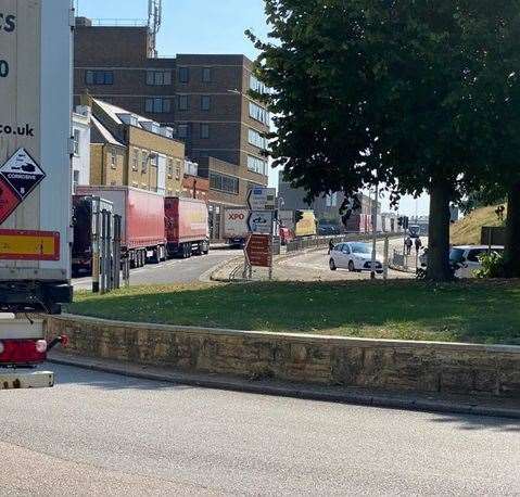 The A256 York Street also has a procession of lorries present. Picture: David Joseph Wright