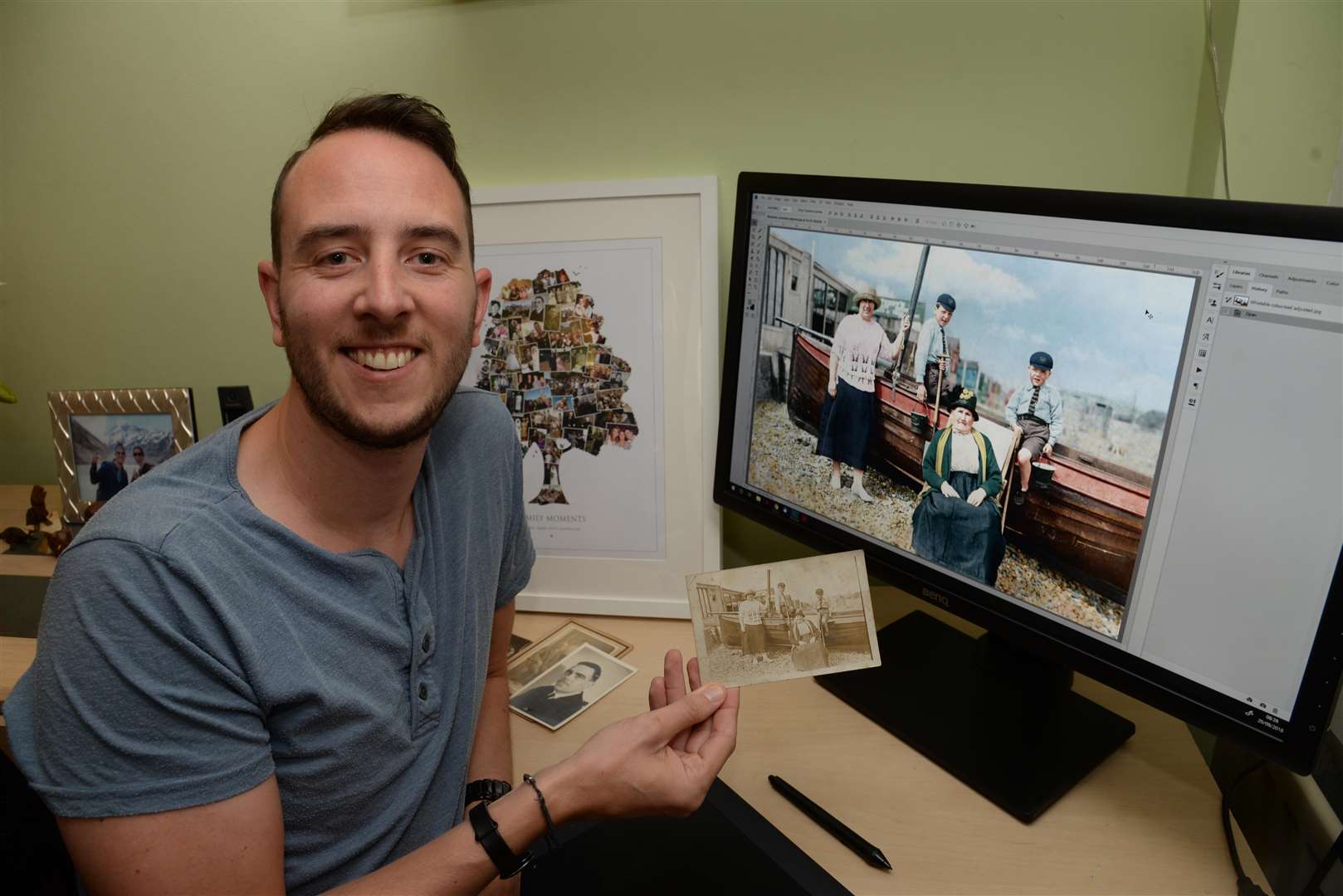 Nick Harris of Lordswood who restores and colourises old black and white photographs. Picture: Chris Davey