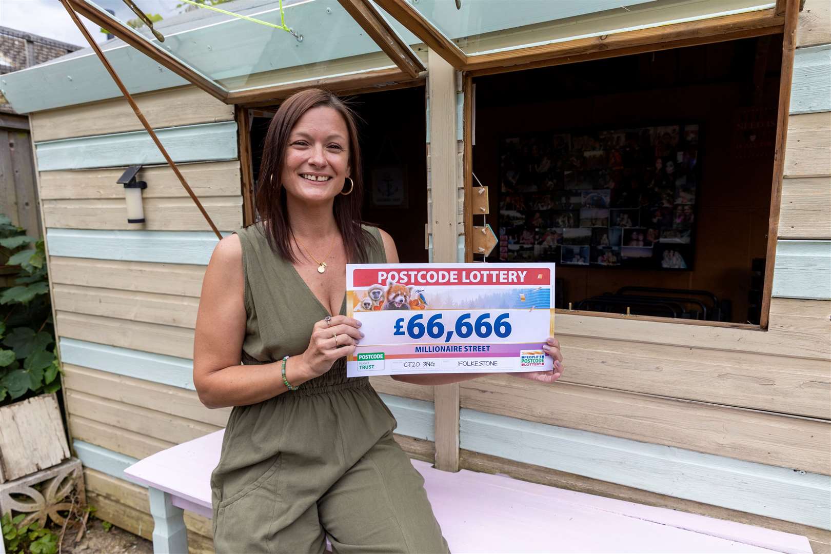 Rebecca Goddard says she is going to 'spend, spend, spend' after picking up the prize today. Picture: People's Postcode Lottery