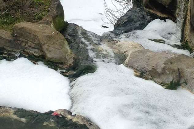 The waterfall was also filled with foam last year