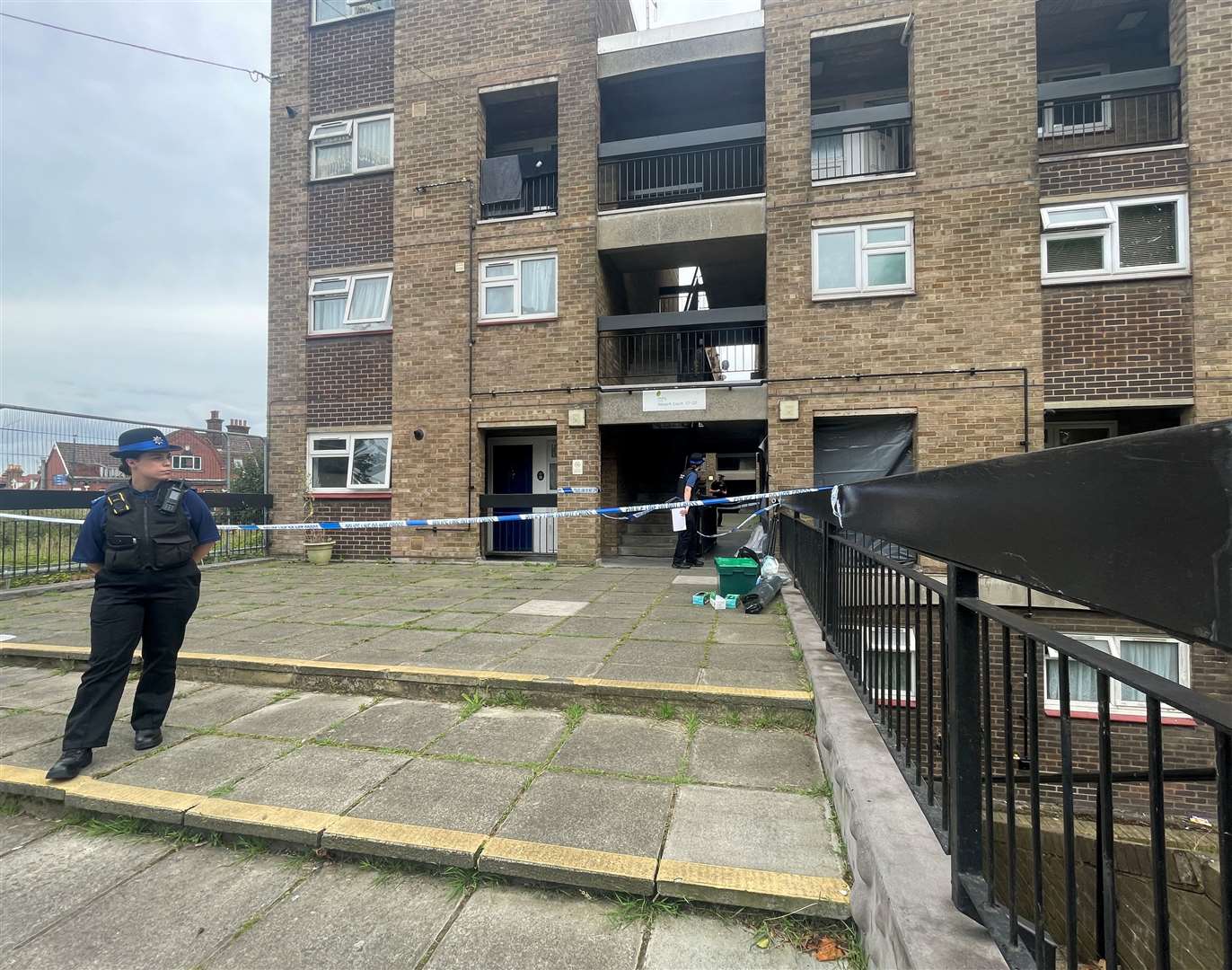 A section of the flat block had been cordoned off in Gun Lane Strood. Photo: KM Media Group