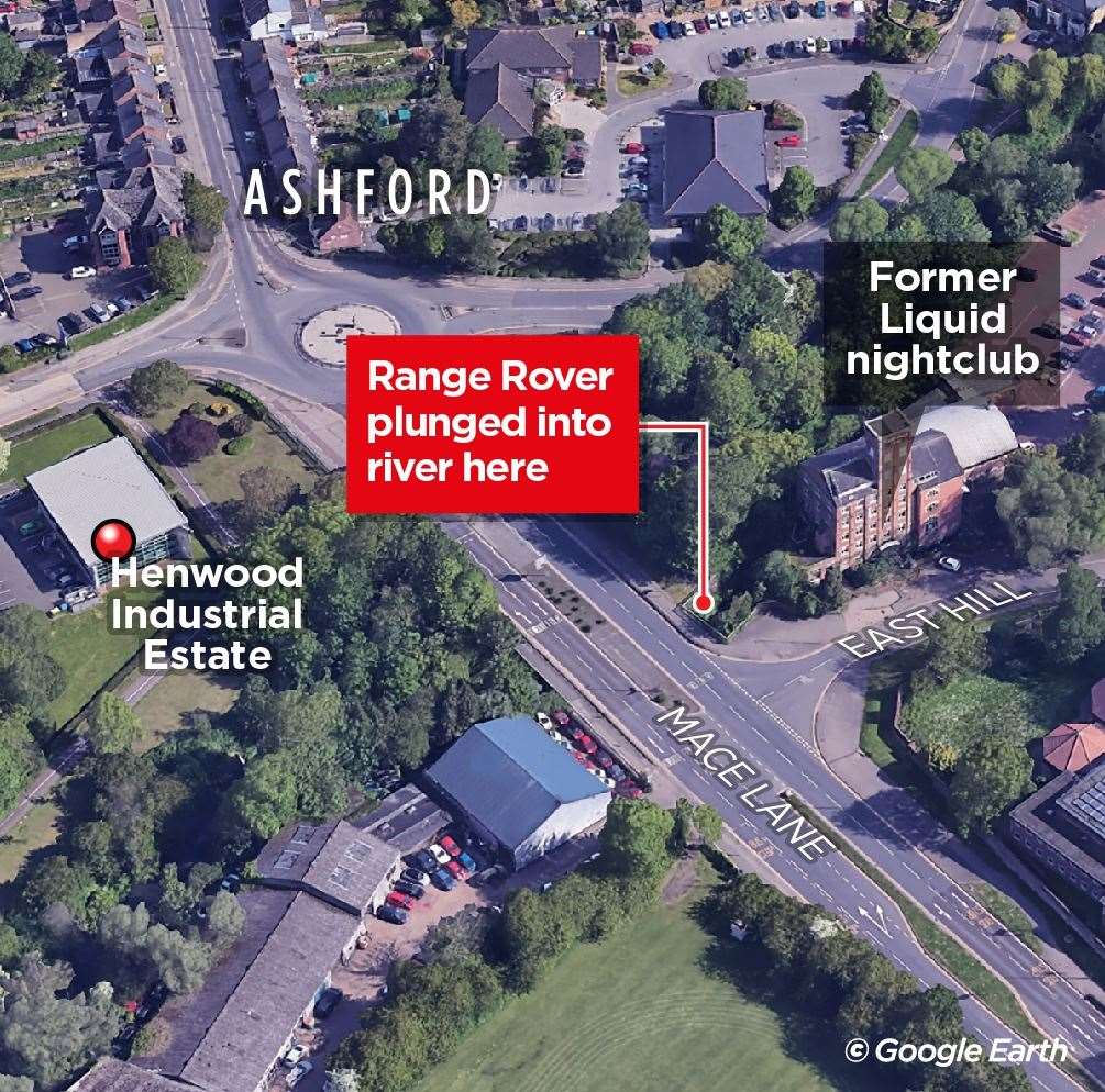 The Range Rover plunged into the Great Stour next to the former Liquid nightclub