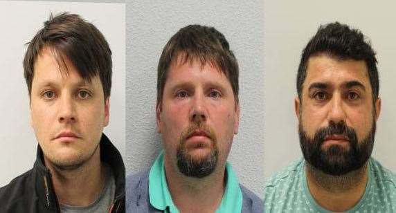 The three men sentenced, Ruslan Shamsutdinov (left) Sergejs Auzins from Rochester and Serwan Ahmadi (right). Picture: Metropolitan Police