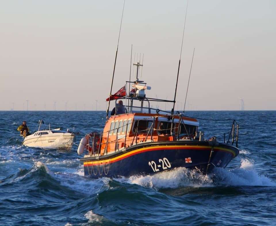 Margate lifeboat was called out to rescue a man in the water in the windfarm area off the Thanet coast. Picture: Mark Stanford (10445515)