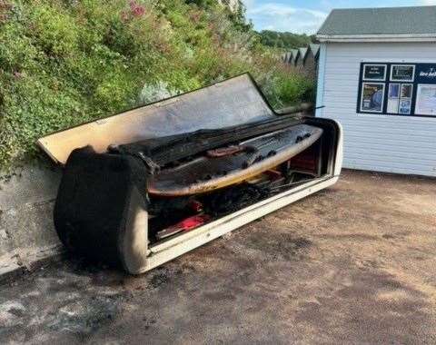 A fire destroyed an RNLI storage unit at Stone Bay beach in Thanet. Pictures: RNLI/Ed Stevens