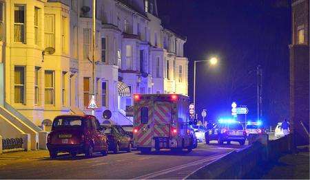 The scene of the fatal stabbing, in Marine Parade, Folkestone