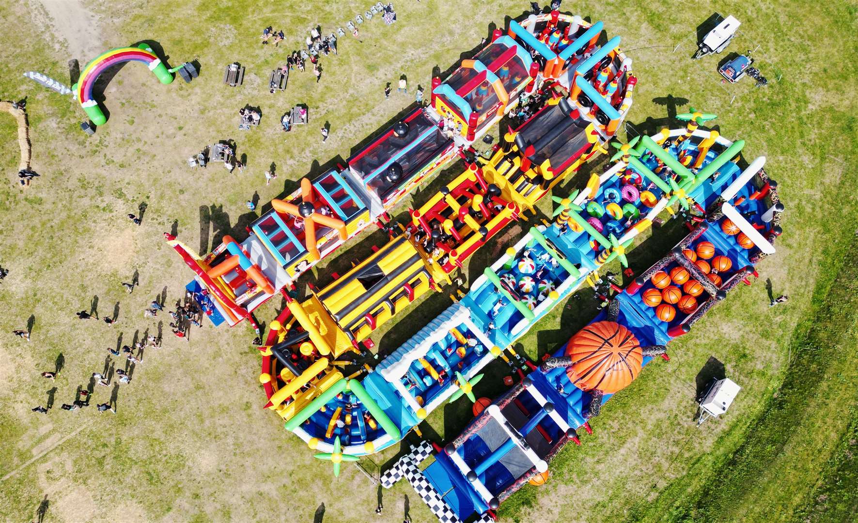 Challenge your teens to a race on The Beast, one of the world’s largest inflatable assault courses. Picture: Betteshanger Country Park