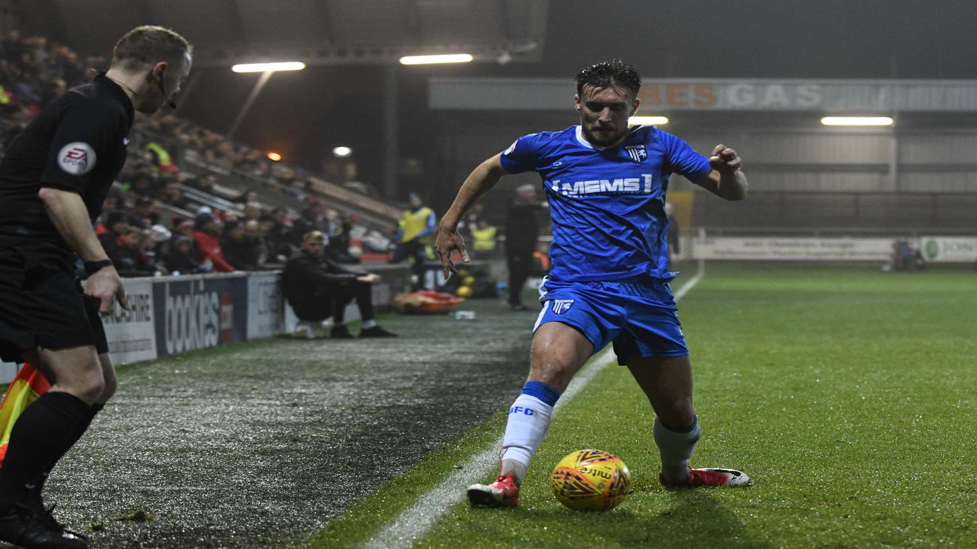 Luke O'Neill on the ball for Gillingham Picture: Barry Goodwin