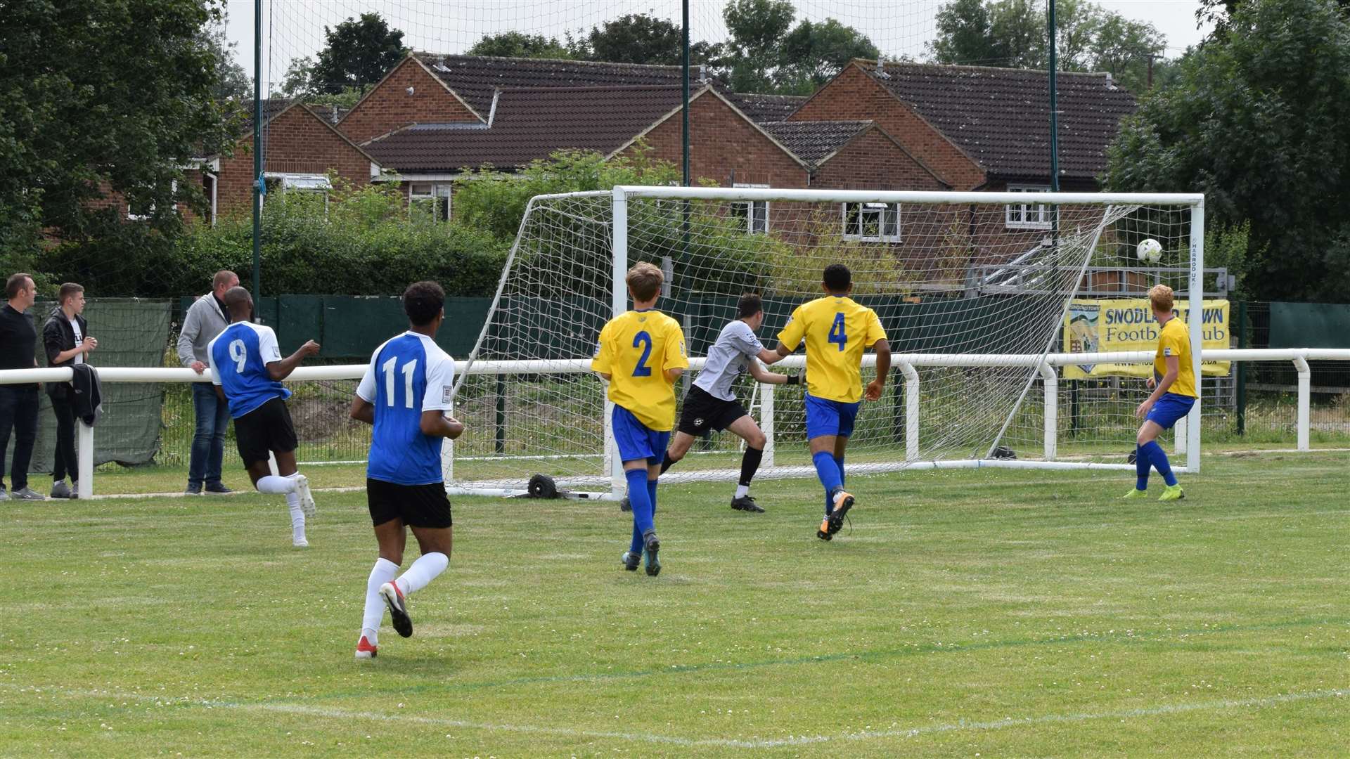 Zak Ansah finds the net on his Herne Bay debut. Picture: Martyn Sexton