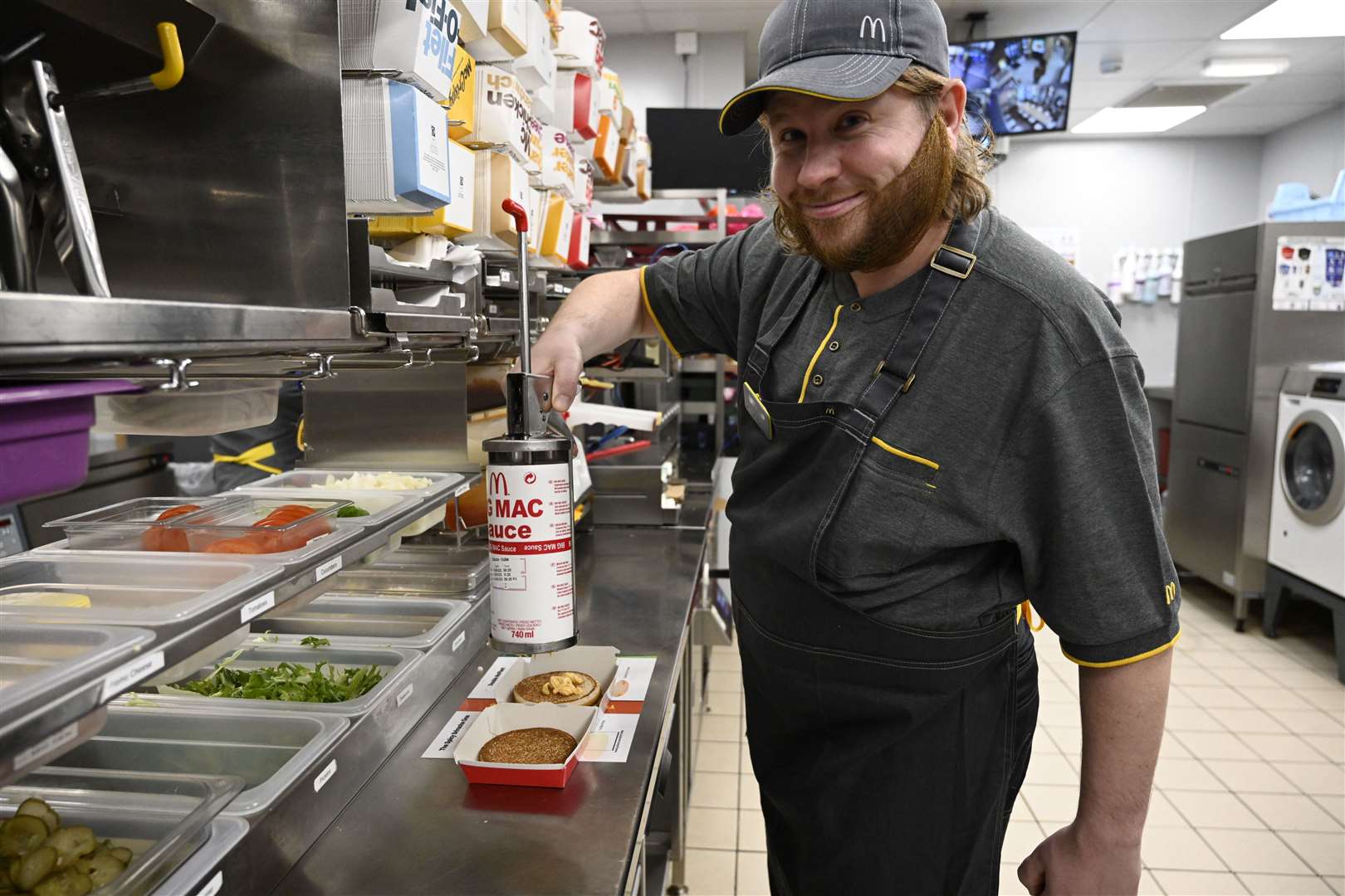 Rhys Griffiths spent the afternoon on shift at the Cheriton branch of McDonald's last year. Picture: Barry Goodwin