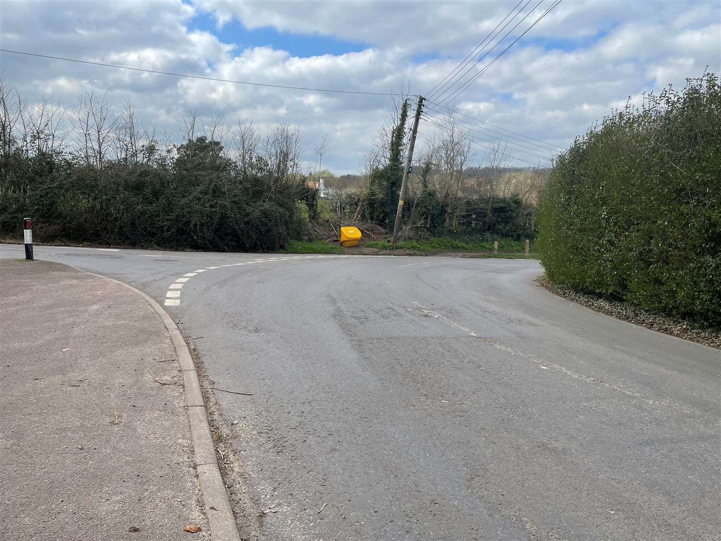 Many motorists struggle to negotiate the bend and hit the salt bin pictured