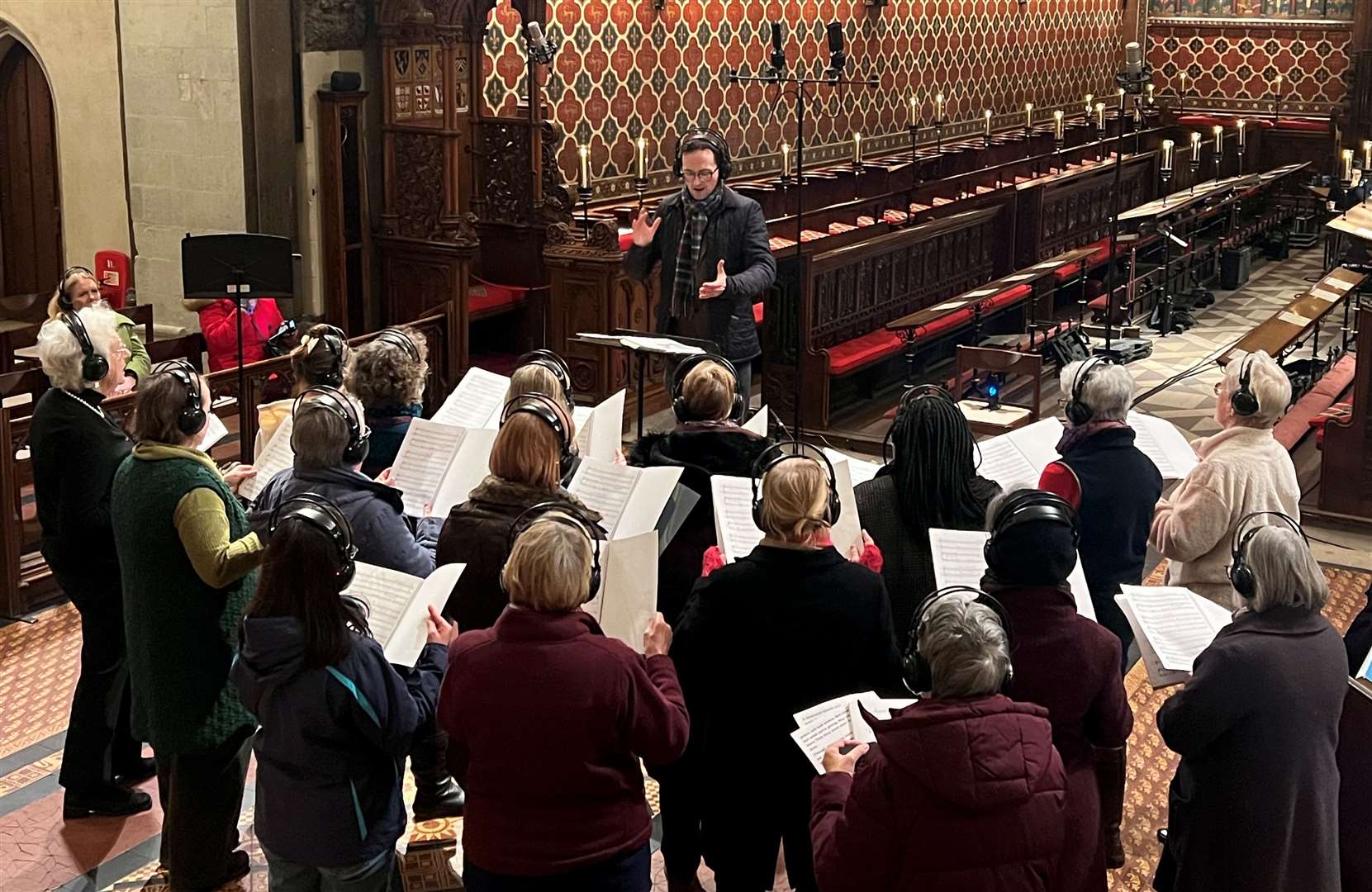 The Medway Hymn being recorded at Rochester Cathedral