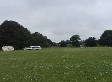 Washing lines have been hung from the goalposts. Picture: John Gregory