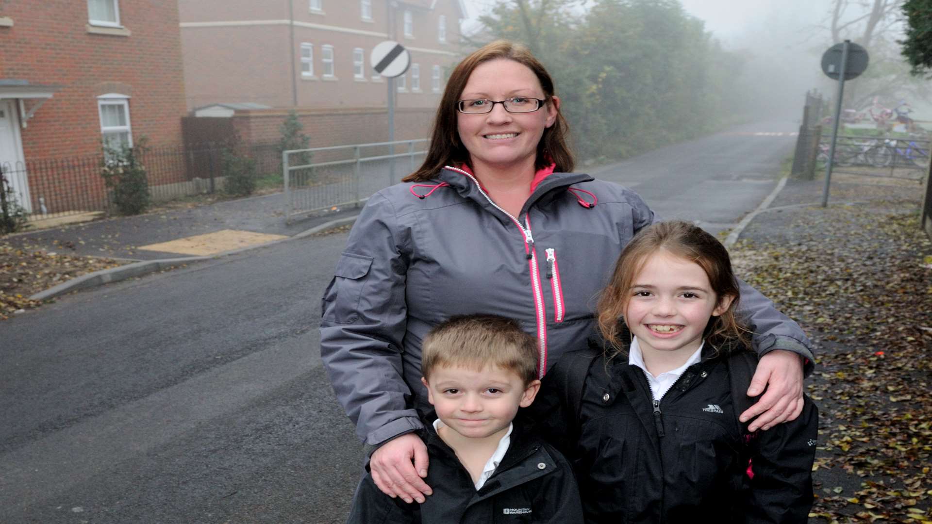 Kerry Capes with her children Henry, five, and Harriet, eight