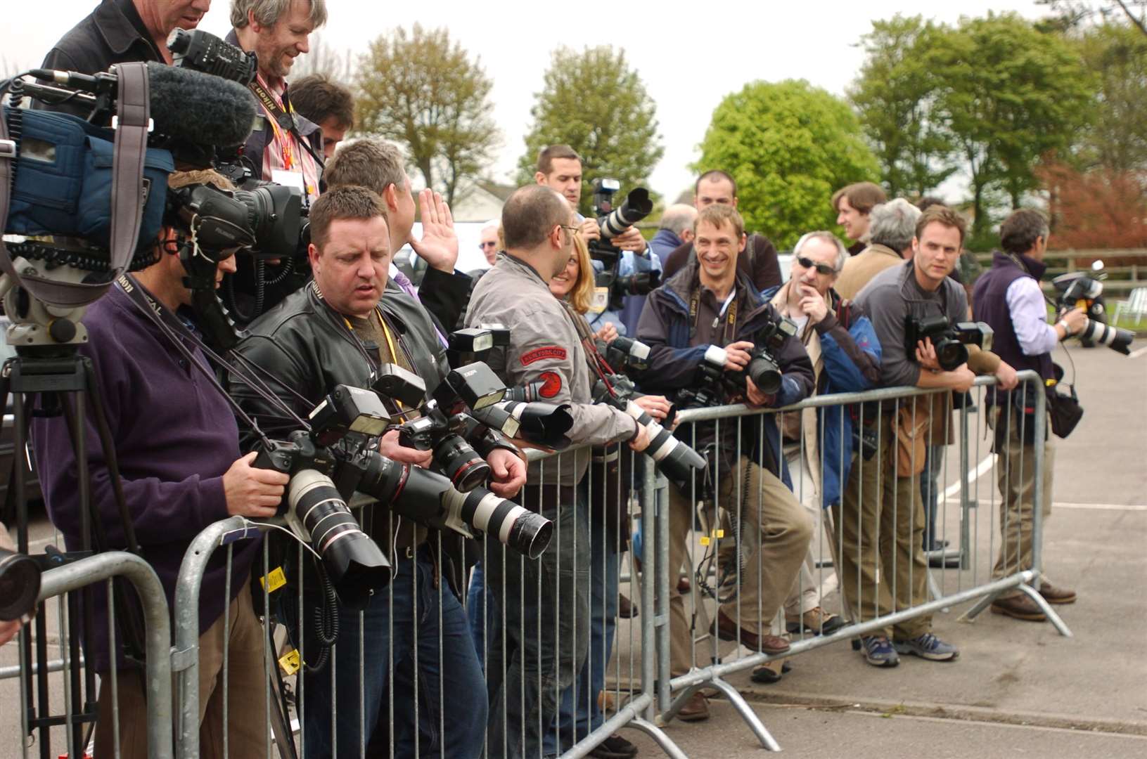 The national media descended on Lympne Village Hall to capture Michael Howard, then leader of the Conservatives, cast his vote. Picture: Barry Goodwin