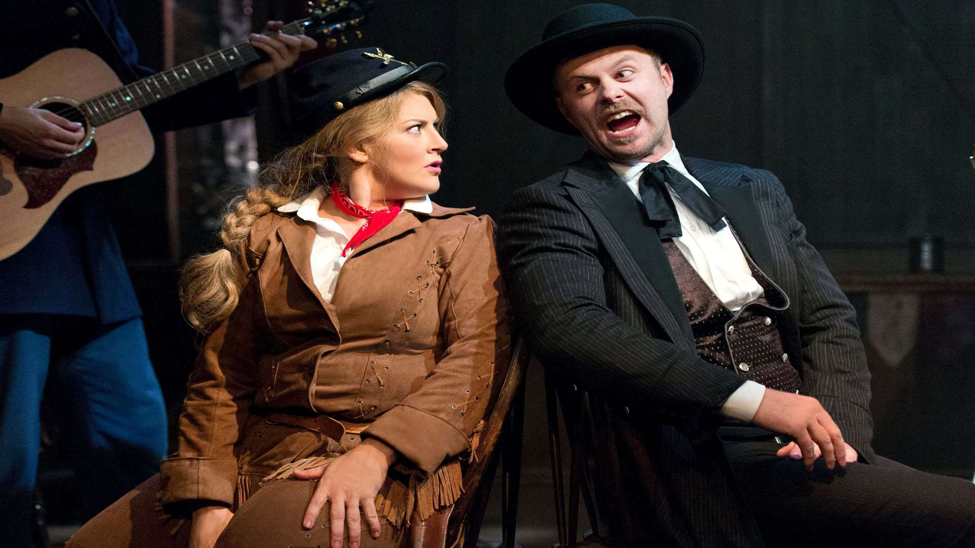 Calamity Jane (Jodie Prenger) and Wild Bill Hickok (Tom Lister)