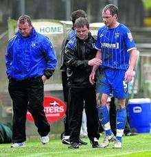 Defender Simon King came off injured in the first half.