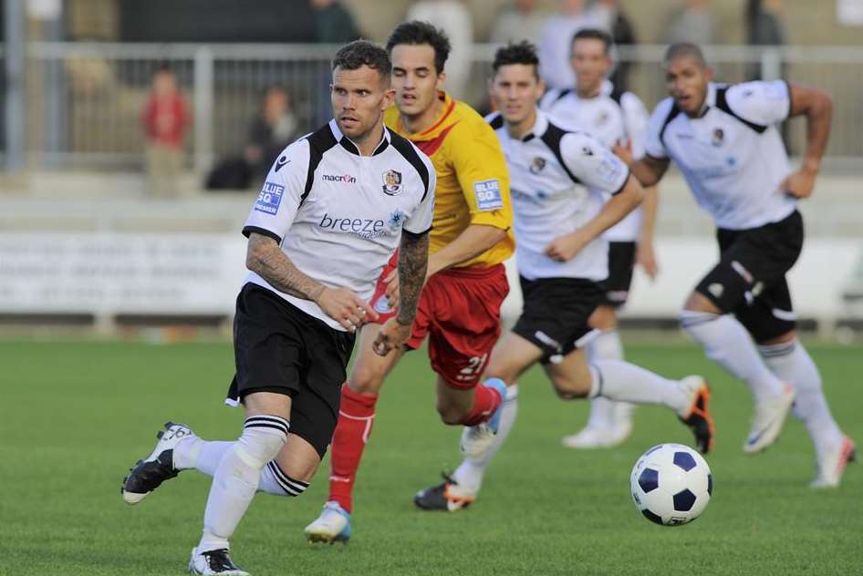 Adam Birchall pictured during his loan spell at Dartford last season