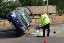 Police clearing up at the scene of the crash