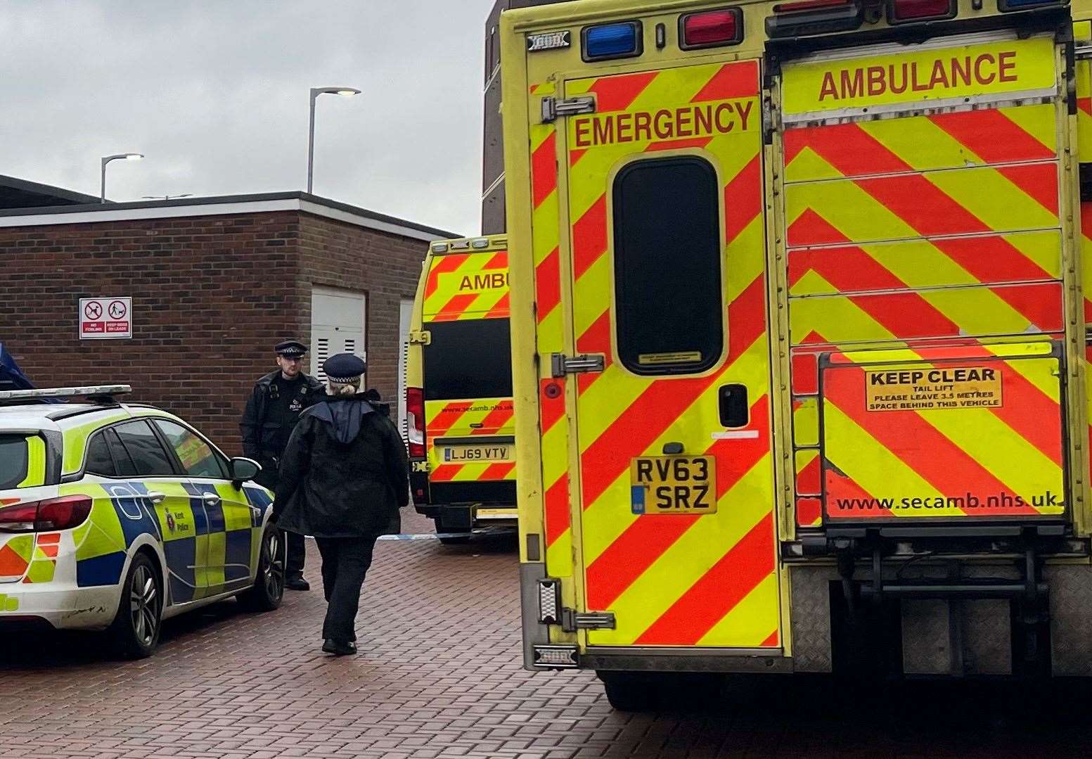 The emergency services are in a car park by Rochester train station. Picture: Alex Langridge