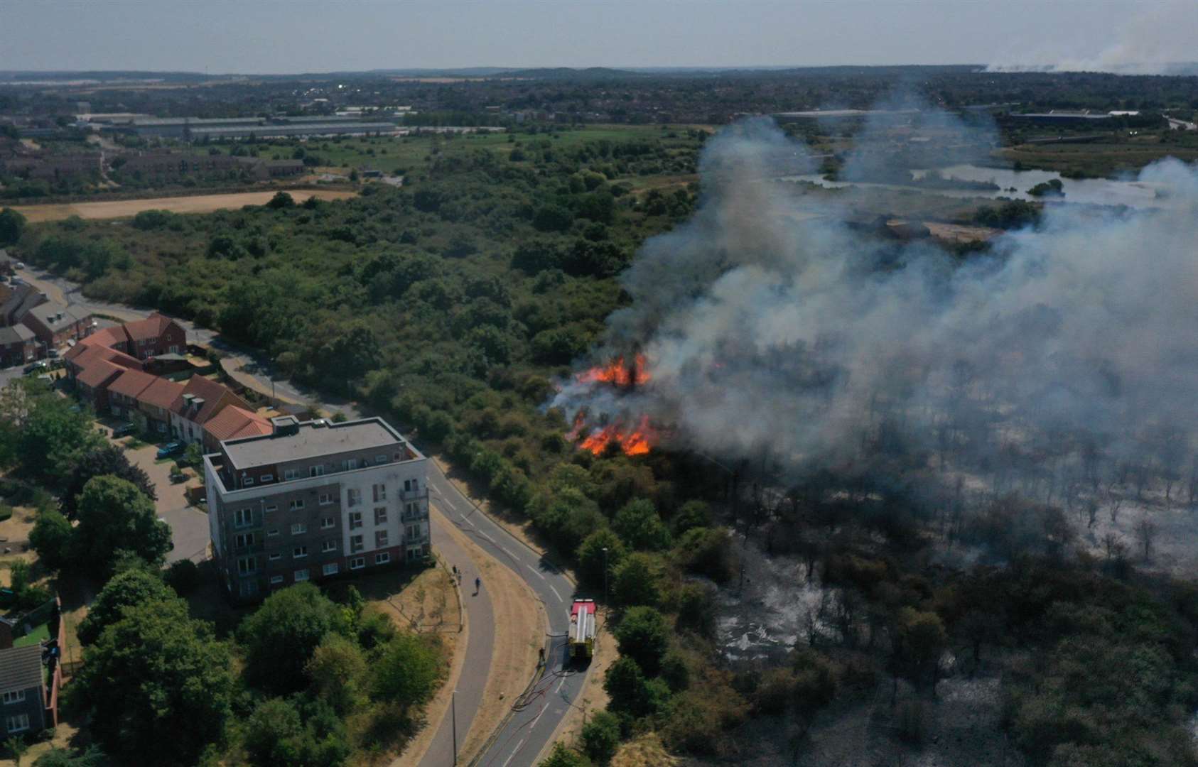 Crews remain at the scene of two separate fires in Dartford. Picture: UKNIP