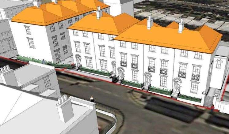 A CGI showing the planned townhouses