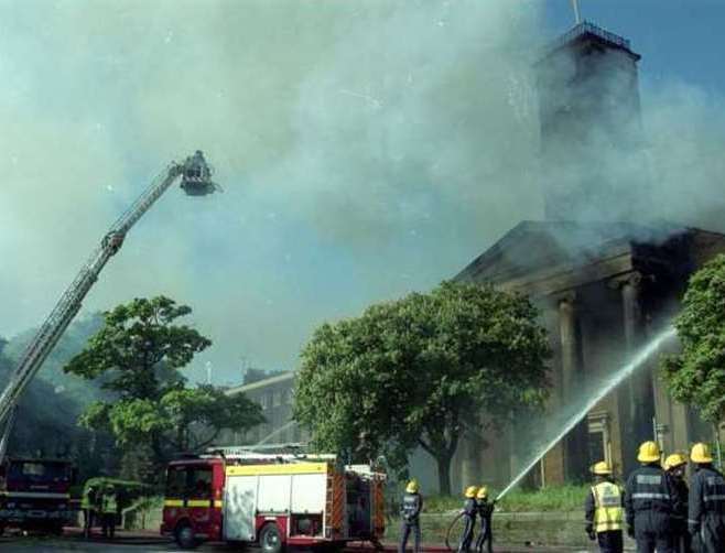 Sheerness Dockyard Church burnt down in 2001