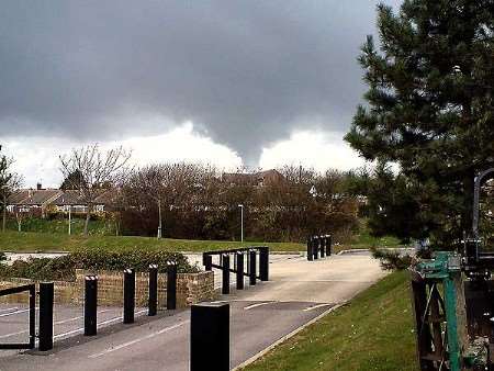 Twister and shout: It's definitely a dramatic skyline, but is it a tornado or just a bizarre cloud pattern? Picture courtesy David Hartley.