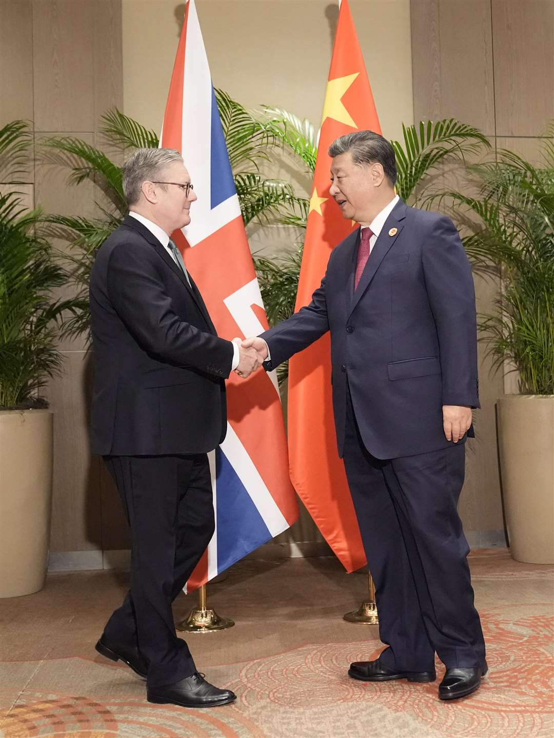 Sir Keir Starmer during a bilateral meeting with President Xi Jinping of China while attending the G20 summit in Brazil (Stefan Rousseau/PA)