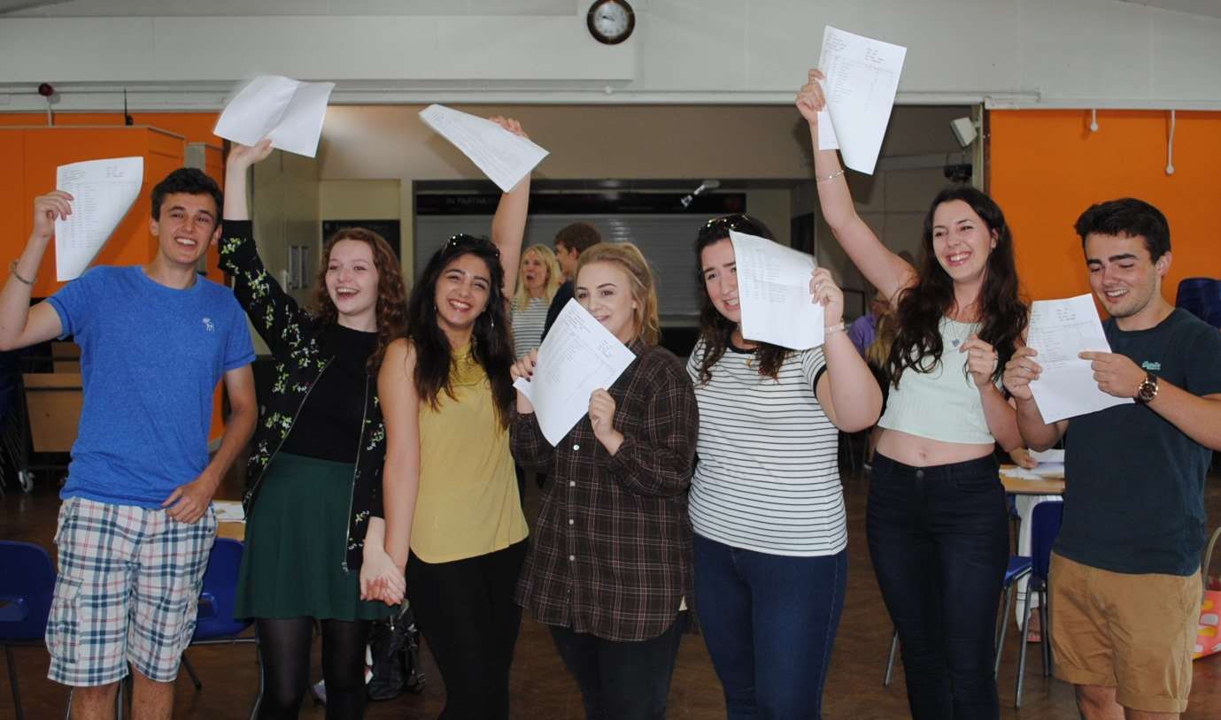 Record year: Dover Grammar School for Girls celebrates A Levvel results for 2016. Benjamin Smart, Emily Drysdale, Demetra Efstratiou, Rebecca Arman, Ella Waterfield, Bryony Ritchie, Rowan Stewart.