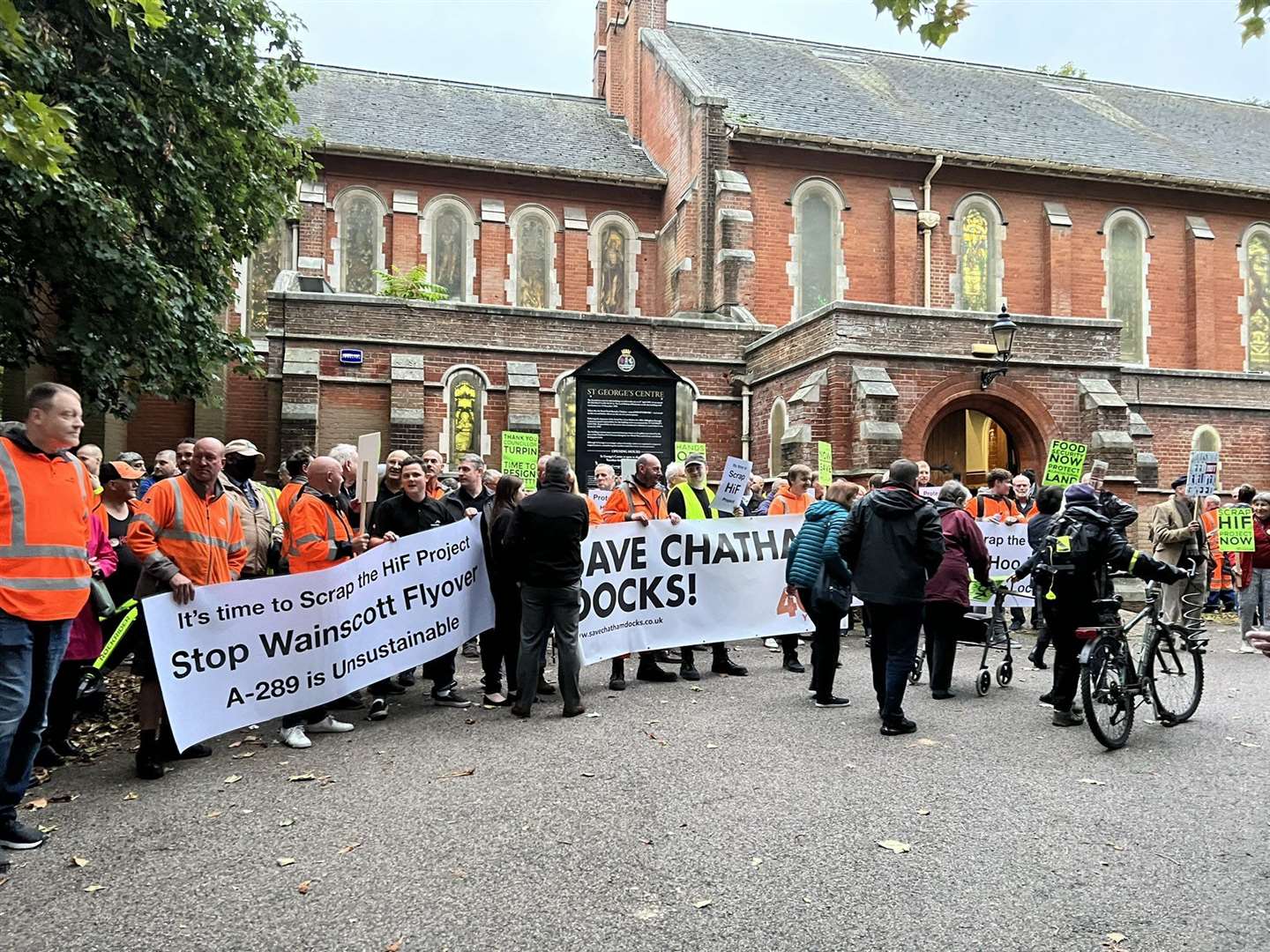 Campaigners hjave gathered outside medway Council meeting to show their opposition to the draft Local Plan. Photo: Katie May Nelson