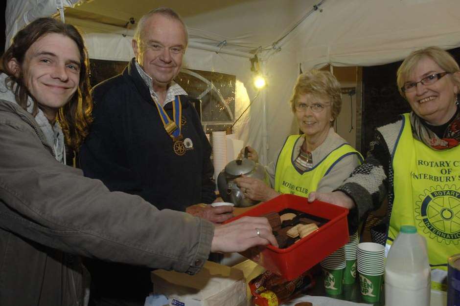 James Duff, chairman of Catching Lives, and Richard Davis, president of the Canterbury Sunrise Rotary Club, at the sleep-out