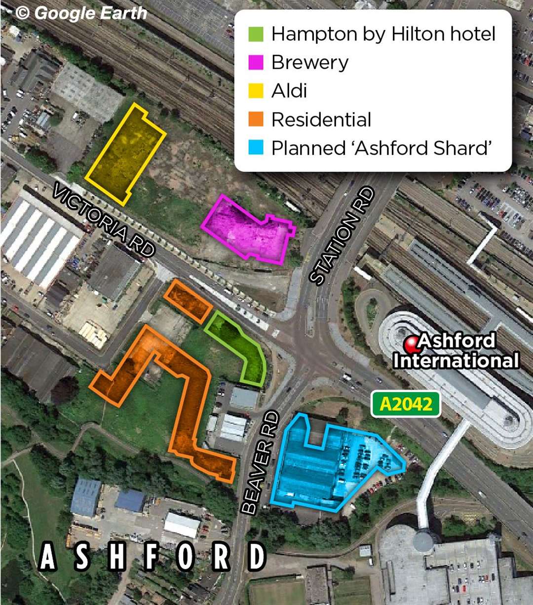 The 'Ashford Shard' will sit on the Victoria Road and Beaver Road junction