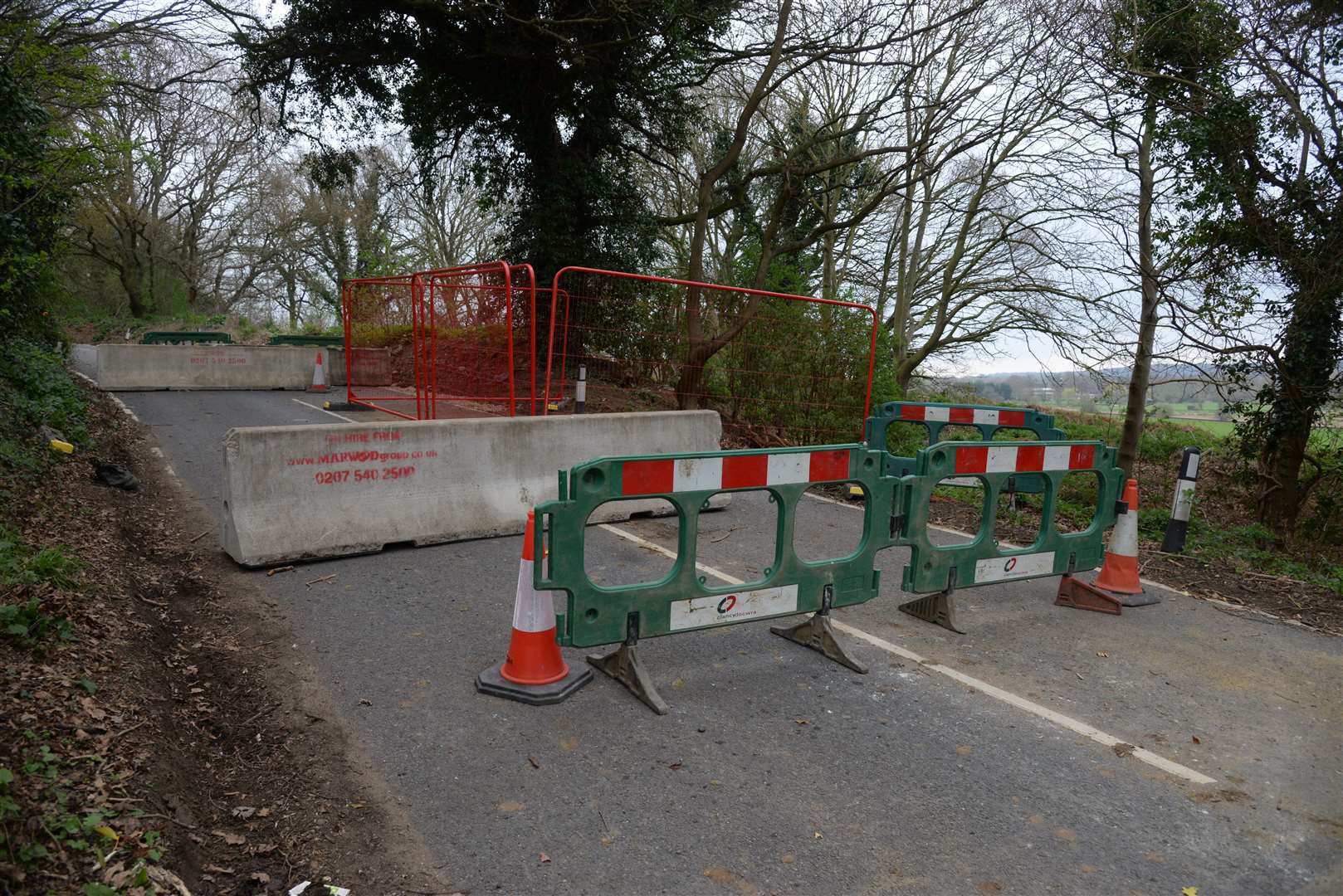 A section of ground was washed away by a burst water main