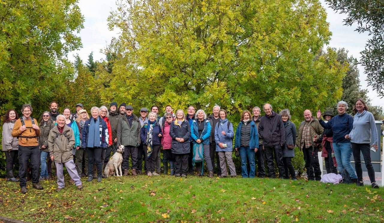 Campaigners gather for the start of the walk