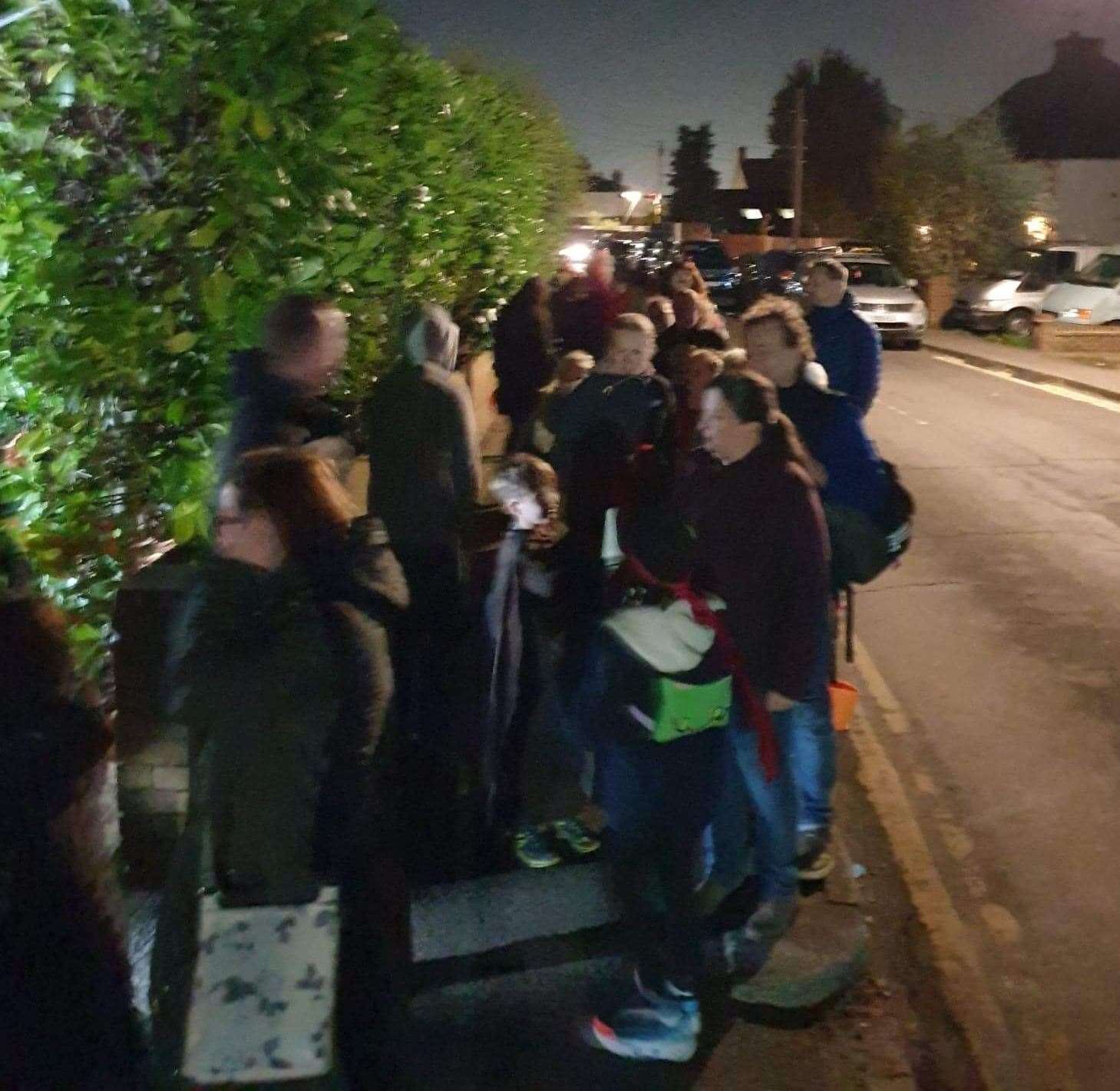 Adults and children queuing to try out the maze in 2021. Picture: Michael Steel Clark