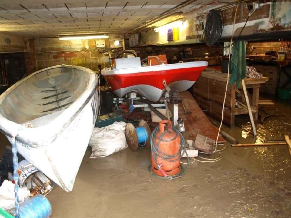 The flood damage to the charity's workshop. Picture: Gravesend Regatta Facebook