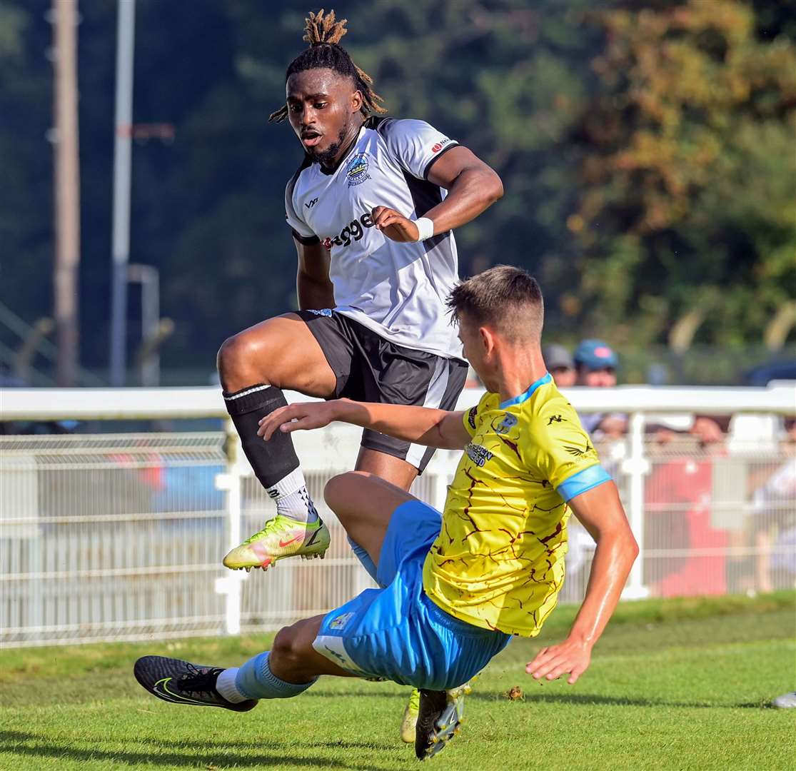 Dover fight for the ball at Crabble. Picture: Stuart Brock