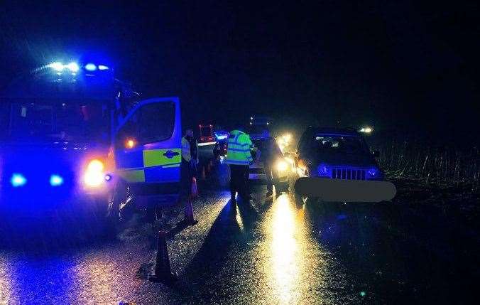 Police stopped the car by puncturing its tyres Picture: @KentPoliceSwale