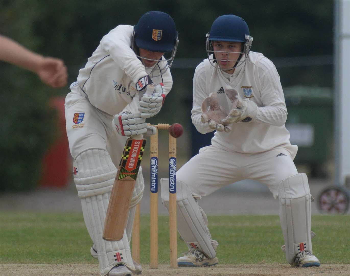 Sandwich batsman Ben Chapman faces the bowling of Canterbury's Ben Rutherford. Picture: Chris Davey